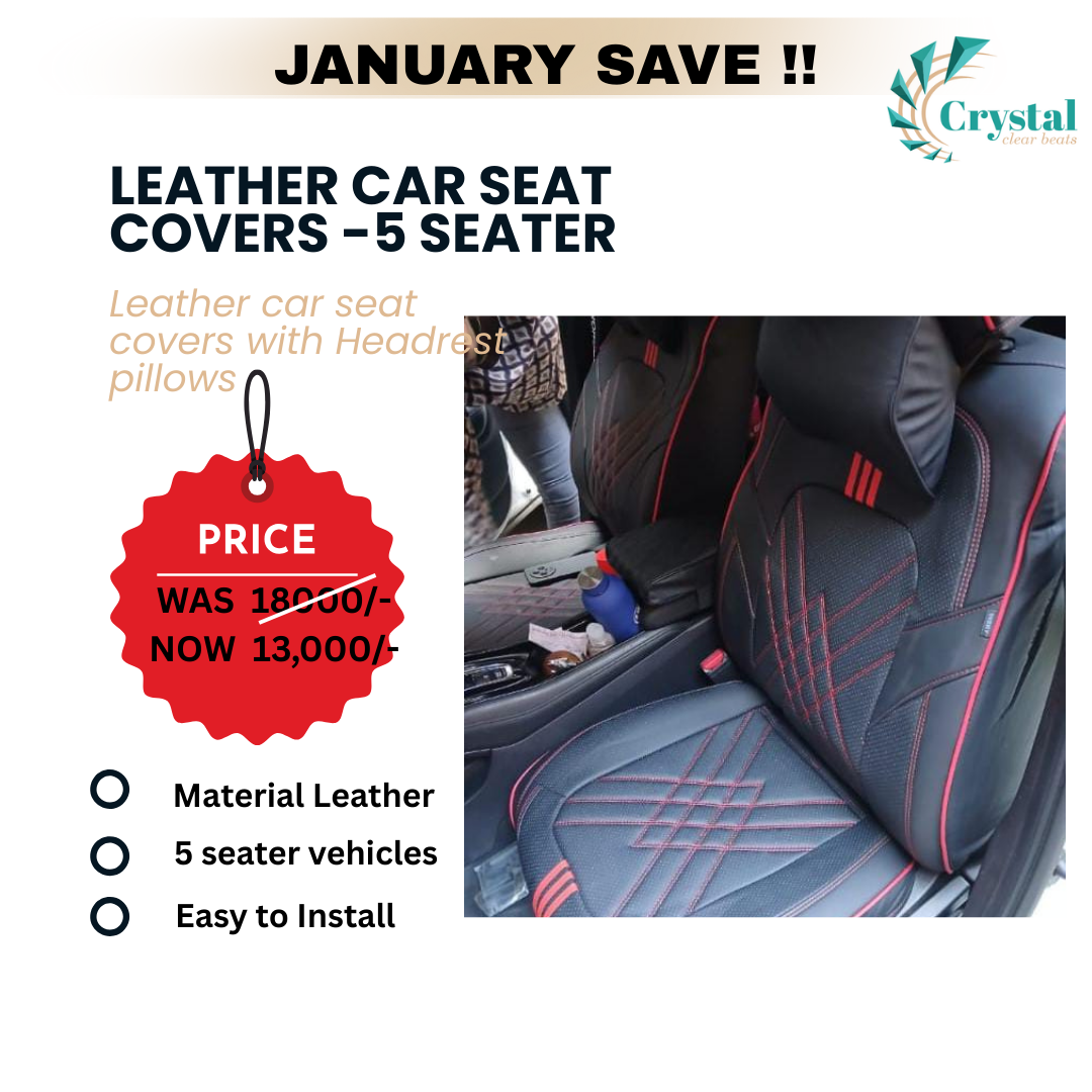 Black Red Leather Car Seat Cover